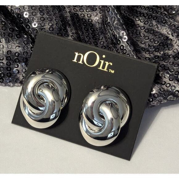 nOir Silver Tone Twisted Knot Earrings - Picture 2 of 4